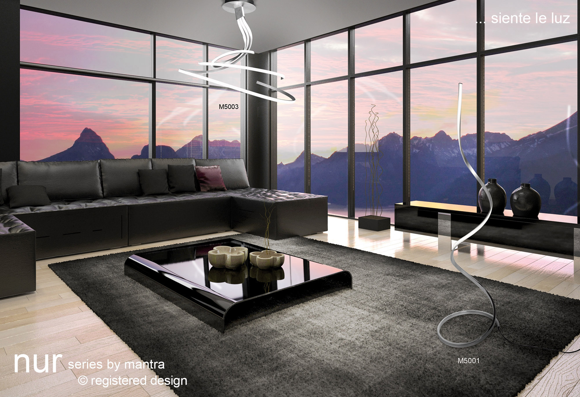 Nur Silver XL Ceiling Lights Mantra Semi Flush Fittings